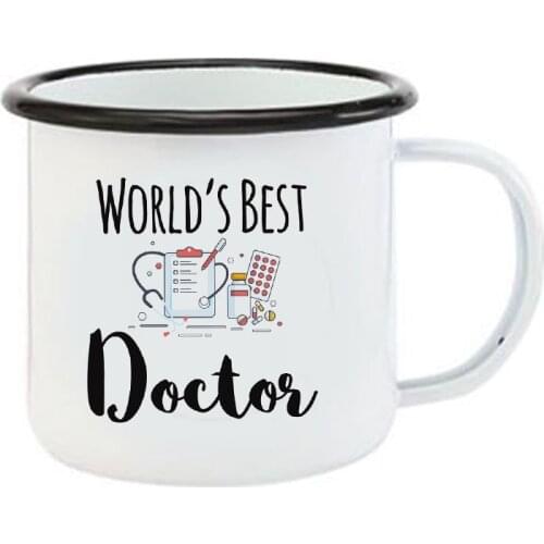 Stainless Steel Camping Coffee Mug Gift Worlds Best Doctor Enamel Cup Christmas Outdoors Metal Enamel