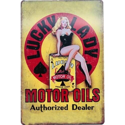Lucky Lady Vintage Retro Metal Tin Signs Garage Shop Gas Oil Painting Antique Iron Poster Wall Decor 20X30cm Poster Metal Paint