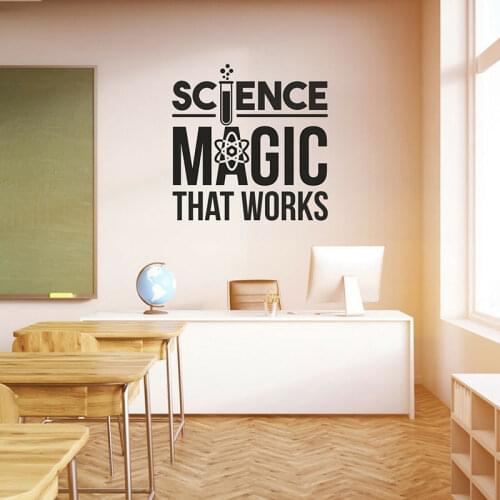 School Science Classroom Wall Sticker Magic That Works Art Quote Decals Vinyl Education Decor Mural Removable Wallpaper S074