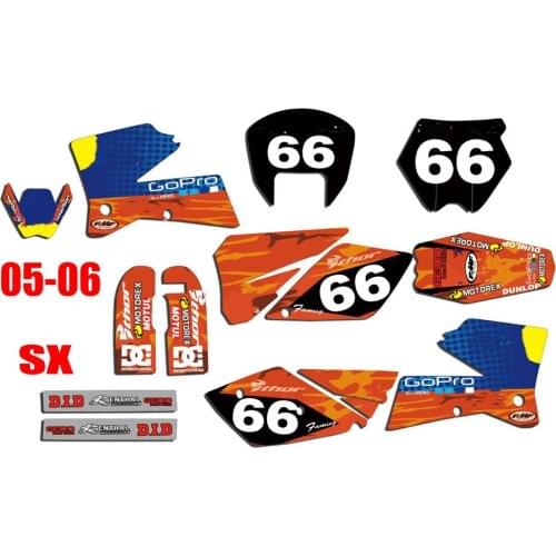 SX 2005-2006 Full set of Stickers Free Custom Numbers Names DECALS GRAPHICS FOR KTM SX 125 200 250 300 380 400 450-520 2005 2006