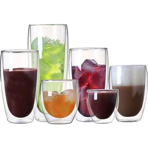 80-650ml Heat Resistant Double Wall Glass Cup Beer Coffee Heart Cups Handmade Healthy Drink Mug Tea Mugs Transparent Drinkware