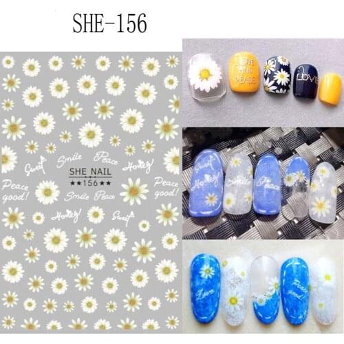 Ultra thin nail sticker daisy flowers for spring summer nail decoration self adhesive nail decals JM010