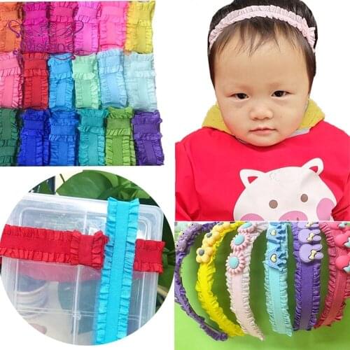 Nishine 10pcs/lot Vintage Solid Color Folded Baby Elastic Headband DIY Handmade Headwear Materials Toddler Hairband Photo Props