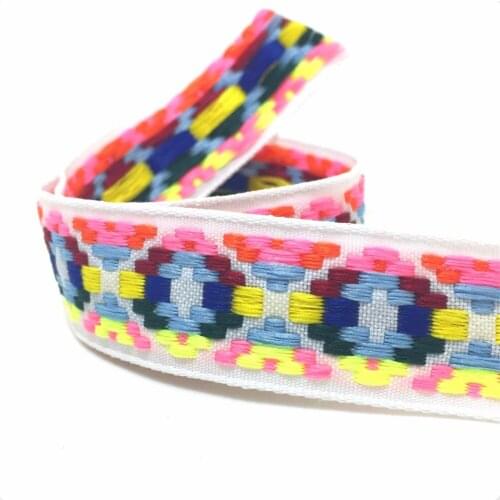 ZERZEEMOOY 1" 25MM 10YARD/LOTS 100% polyester Zakka Handmade color geometry Woven Jacquard Ribbon dog chain accessories QDJ03