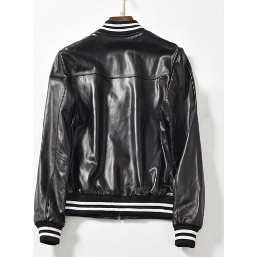 Women Genuine Coats Sheepskin Autumn Real Leather Aviator Bomber Jackets Slim Zipper Ladies Lambskin Outerwear Female