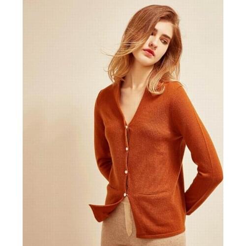 100 cashmere cardigan V-Neck Sweaters Lady Natural Fabric Soft Warm High Quality Free Shipping