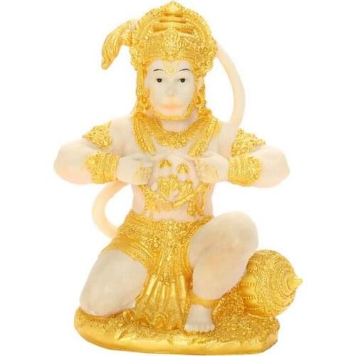 Gold Hanuman Statue Indian Lord Sculpture India Figurine Collection Idol Murti Pooja Sculpture for Decor Ornament