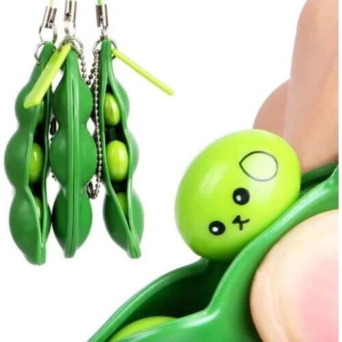1PCS Soybean Squeeze Toys Decompression Toys Pop It Squishy Squeeze Peas Beans Keychain Cute Stress Adult Toy Rubber Boys