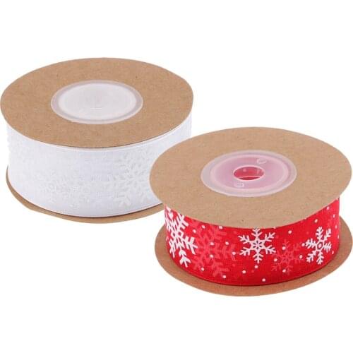 10 Meters Snowflake Printed Sheer Ribbons for Christmas Red White