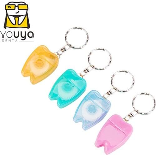 20pcs 15m Tooth-Shaped Dental Floss Box Key Chain lovely Portable Oral Cavity Teeth Gum Daily Cleaning Care Souvenir Of Dental