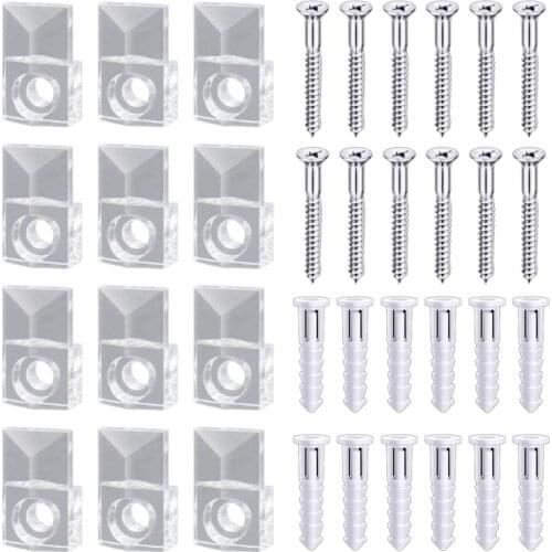 22 Sets of Mirror Holder Clips Kit Crystal Clear Plastic Mirror Clip Mirror Holder Clips Glass Retainer Clips Kit