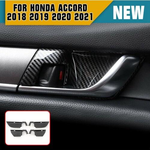 4x for Honda Accord 2018-2021 Carbon Fiber Car Inner Door Handle Bowl Cover Trim Car Styling Bowl Cover Trim