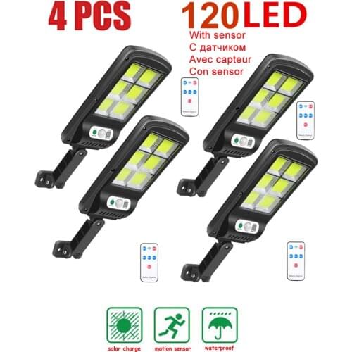 4pcs tabular oblong 120 COB Solar Light Recharged Leds Outdoor Waterproof Motion Sensor Garden Solar Lamp Path Street IP65 Wall