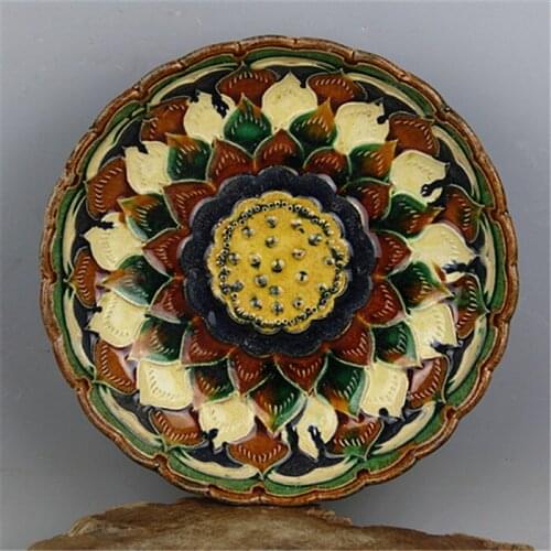 6 Antique SongDynasty porcelain bowl,Three-color hand-carved petals bowl,Hand-painted crafts,Collection&Adornment,Free shipping