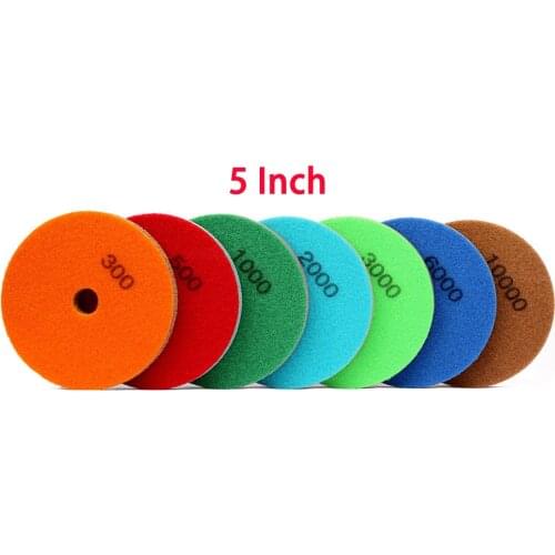 5 Inch 7piece Sponge Polishing Pads Stone Marble Sandstone Abrasive Wheel 125mm Diamond Sanding Pad For Polishing Machine