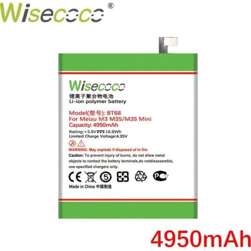WISECOCO 4950mAh BT68 Battery For Mei zu M3 M3S mini Y685Q M688Q M688C M688M M688U Phone Battery+Tracking Code