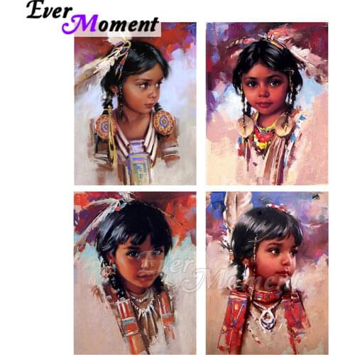 Ever Moment Diamond Painting Full Square Resin Drill 5D DIY Indian Kids Paint By Diamond Wall Art Decoration Gift ASF2241