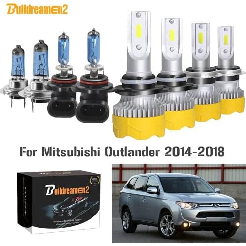Buildreamen2 4 X Car Headlight High Low Beam LED Halogen Headlamp Bulb 12V For Mitsubishi Outlander 2014 2015 2016 2017 2018