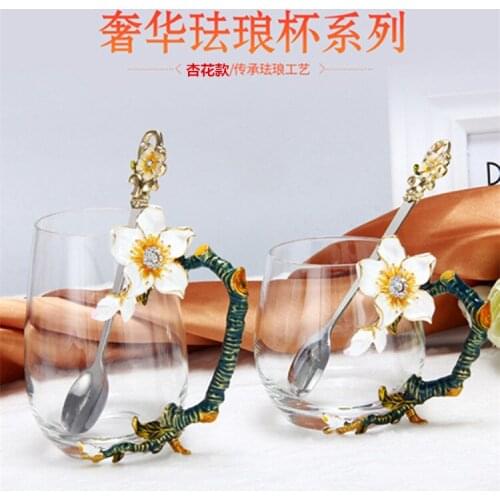 Enamel Color Water Cup Household Coffee Tea Girl Couple Set Gift Бокалы كاسات شاي Crystal Cups