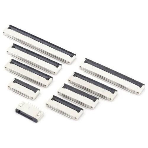 FPC Pitch 1.0mm Flip Connector SMT SMD Type Ribbon Flat Bottom Contact 4/6/8/10/12/14/16/18/20/22/24/26/30Pin Resistor