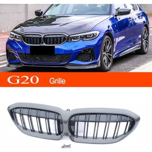 G20 G21 M3-Style Kidney Carbon Fiber Gloss Black Hood Grill Grille for BMW 2018+ New 3 Series G20 Sedan G21 Estate