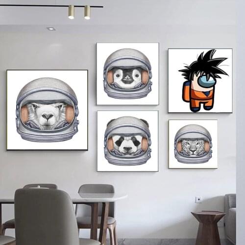 Astronaut Animal Canvas Painting Funny Portrait Wall Picture Nordic Wall Art Painting Space Poster and Printing Room Decoration