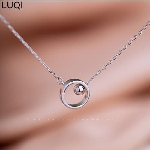 S925 Silver Fashion Personality Geometric Activity Ring Bead Necklace178