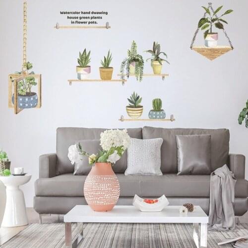 Creative Hanging Basket Shelf Wall Stickers Bedroom Living Room Decoration Sofa TV Backdrop Decal Removable Room Decor