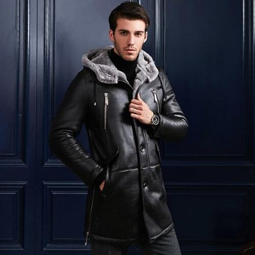 Genuine Leather Jacket Men Winter Warm Double-faced Natural Real Wool Fur Coat Plus Size Jaqueta De Couro ZL373