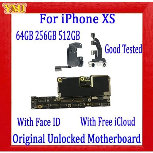 64GB 256GB 512GB For iPhone Xs Motherboard With/Without Face ID 100% Original Unlocked mainBoard Free iCloud 100% Tested