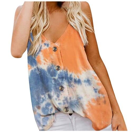 Womens Summer Camisole Base V-Neck Loose Print Sexy Camisole Top Casual Vest Camisole Fashionable Summer Street Clothing