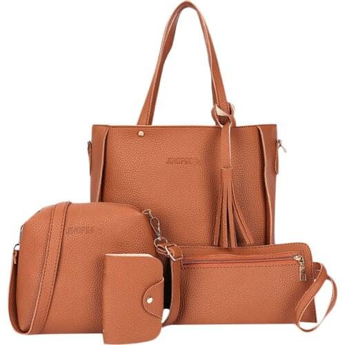 VIP -4Pcs/Set Fashion Women Bags PU Large Capacity Purse Handbag Wallets Coin Card Package Ladies Shoulder Bag