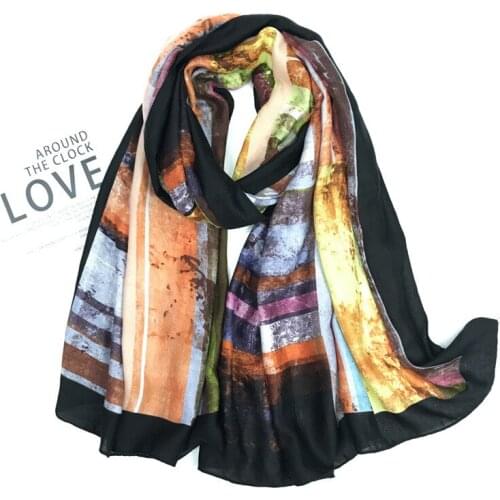 2021 Fashion Newest Ombre Pattern Cotton Viscose Scarf Shawls Wraps Hijabs 4Colors 10pcs/lot