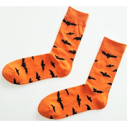 Men Cartoon Bats Pumpkin Socks Knee-High SockHalloween Cosplay Cotton Crew Sox Spring Autumn Casual Socks Nolvety for Sports