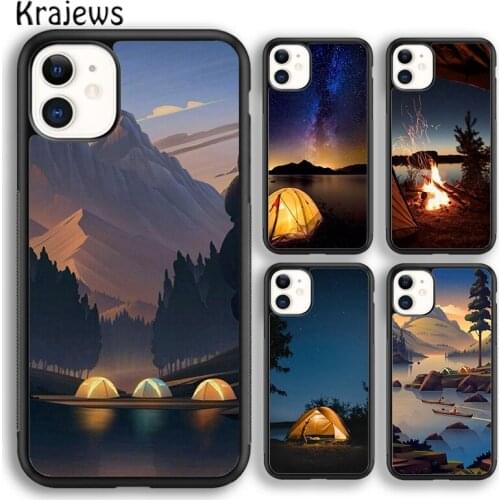Krajews Camping Illustration Soft Phone Case Cover For iPhone 5 SE 6s 7 8 plus X XR XS 11 12 pro max Samsung Galaxy S8 S9 S10