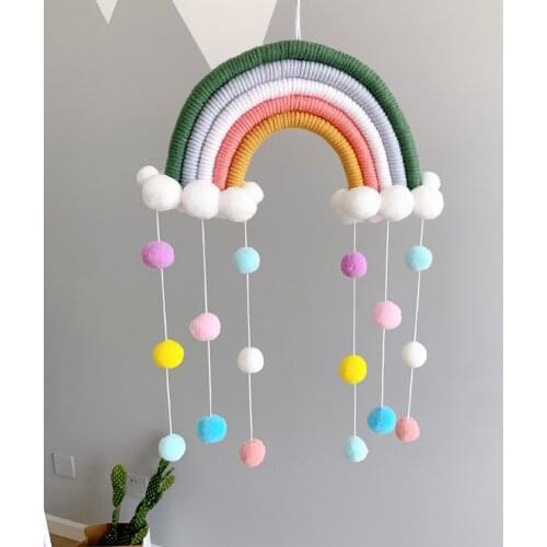 Woven Rainbow Ball Pendant Kids Room Hanging Ornament Balcony Home Wall Decor