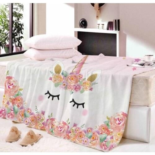 New Cartoon Unicorn Funny Blanket 3D Print Flannel Cute Blanket Custom Home Textiles Dreamlike Gifts For Kids Girls
