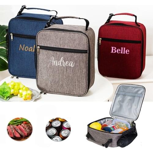Personalised Lunch Bag - Insulated Lunch Box Durable Reusable Cooler Bag Embroidery Name for Men, Adults, Women
