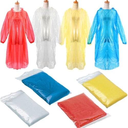 10/20Pcs Disposable Raincoat Transparent Disposable Poncho Hiking Cover Thicken Waterproof Adult Rainwear Random Color