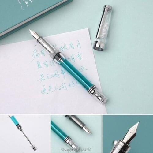 Transparent Vacuum Negative pressure Fountain Pen EF/F Nib 0.38/0.5mm Ink Pen Business Gift N12 20 Dropship