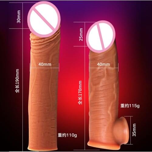 190mm Silicone Condom Reusable Penis Extender Sleeve Male Dick Cock Enlargement Condoms For Men Dildo Enhancer Delay Ejaculation
