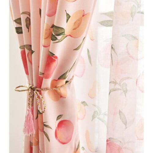 Nordic curtain peach printed curtain gauze half shade curtain sitting room bedroom curtain study curtain balcony custom curtain