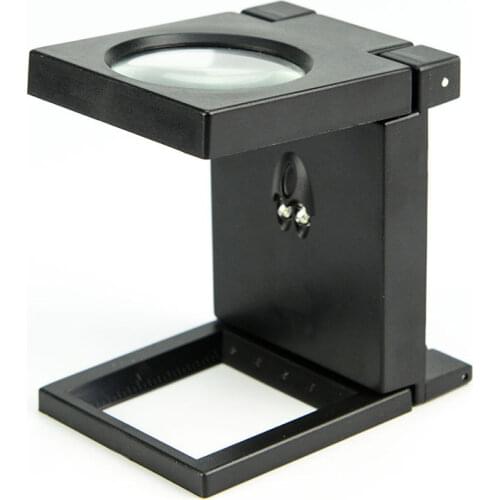 5 PCS/Lot Folding Magnifier Lupa Foldable Linen Tester LED Magnifier 5X Illuminated Cloth Magnifying Glass with LED