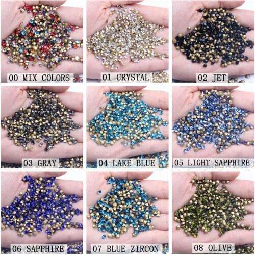 Ss6 1.9-2.0mm 1440pcs PointBack Rhinestones Strass Many Colors Choose For 3D Nail Art DIY Wedding Accessories Decorations
