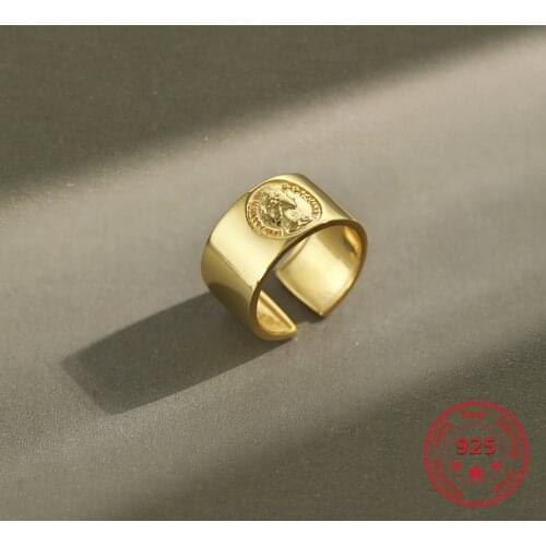 Korea Hot Style Delicate Pure 925 Sterling Silver Elizabeth Ring Open Shape Personalized Retro Style Female Accessories