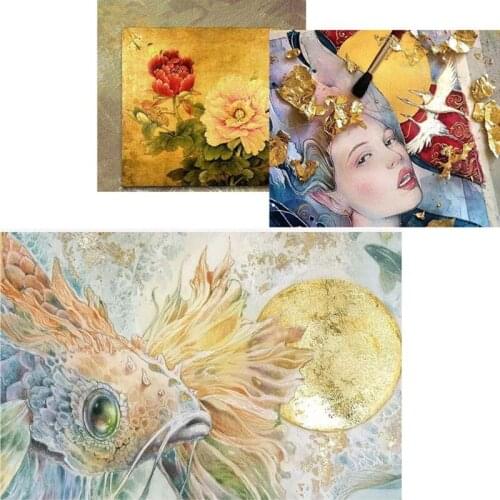 Gold Foil Flakes for Resin Imitation Gold Foil Flakes for Nails Painting Crafts Slime and Resin Jewelry Making Y4QB