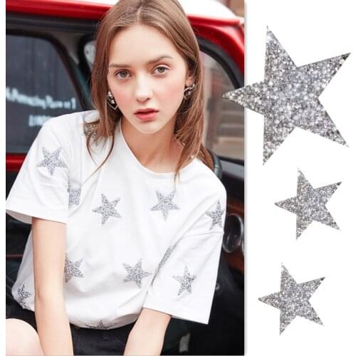 1pcs Multiple Sizes 3color Crystal Rhinestone Star Patches for Clothing Iron on Clothes Appliques Badge Stripes Diamond Stickers