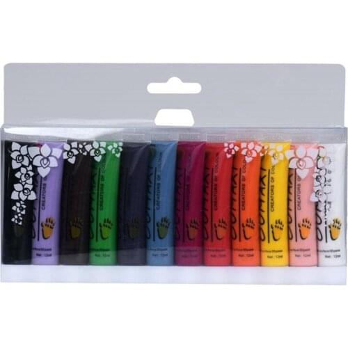12Ml Capacity 1 Set 12 Colors Painting Acrylic 3D Nail Art Paint Tube Draw Nail Art Tip UV Gel High Quality