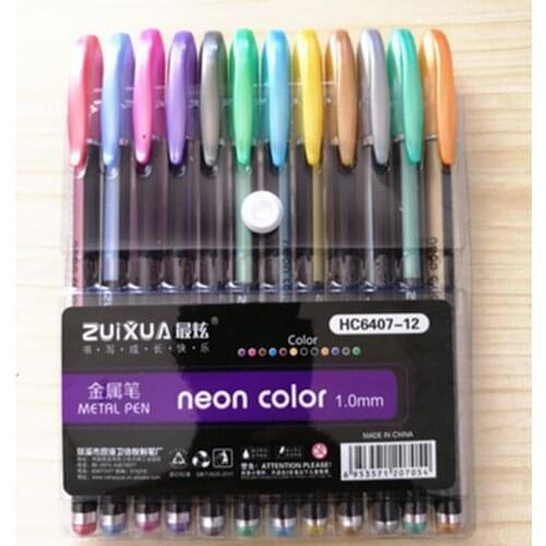 12 pcs/lot Highlighter Pen Markers Pastel Marker Fluorescent Metal pen Art School Supplies