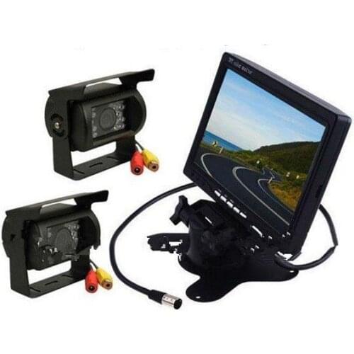 2x 18 LED IR NIGHT VISION REVERSING CAMERA +7" LCD MONITOR CAR REAR VIEW KIT FOR BUS TRUCK MOTORHOME VANS